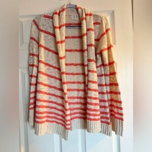 Striped Open-Front Cardigan Sweater by Pink Rose
